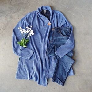 Bobeau Blue Wrap Shawl Cardigan medium